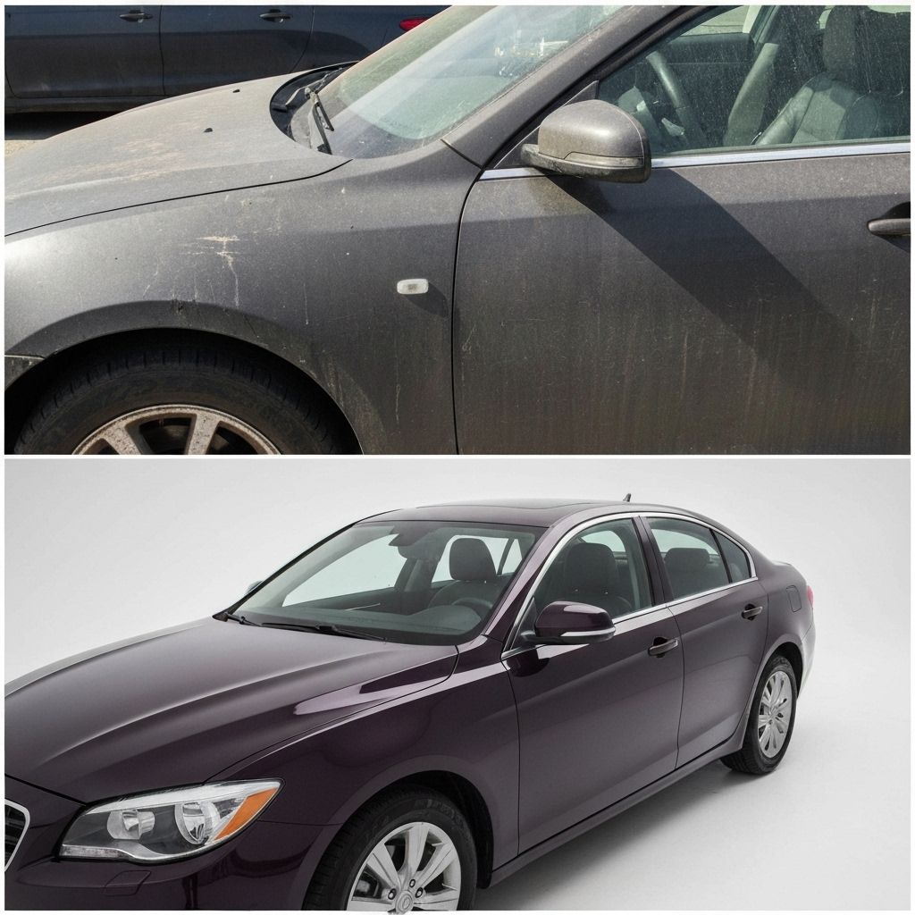 Professional car detailing before and after transformation